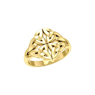 Celtic Knotwork 14K Solid Gold Ring GRI2356 - Jewelry